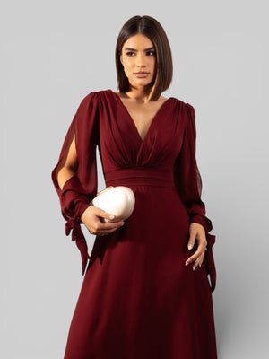 Vestido de Festa Manga Longa Decote Veneza - Aurea Dress