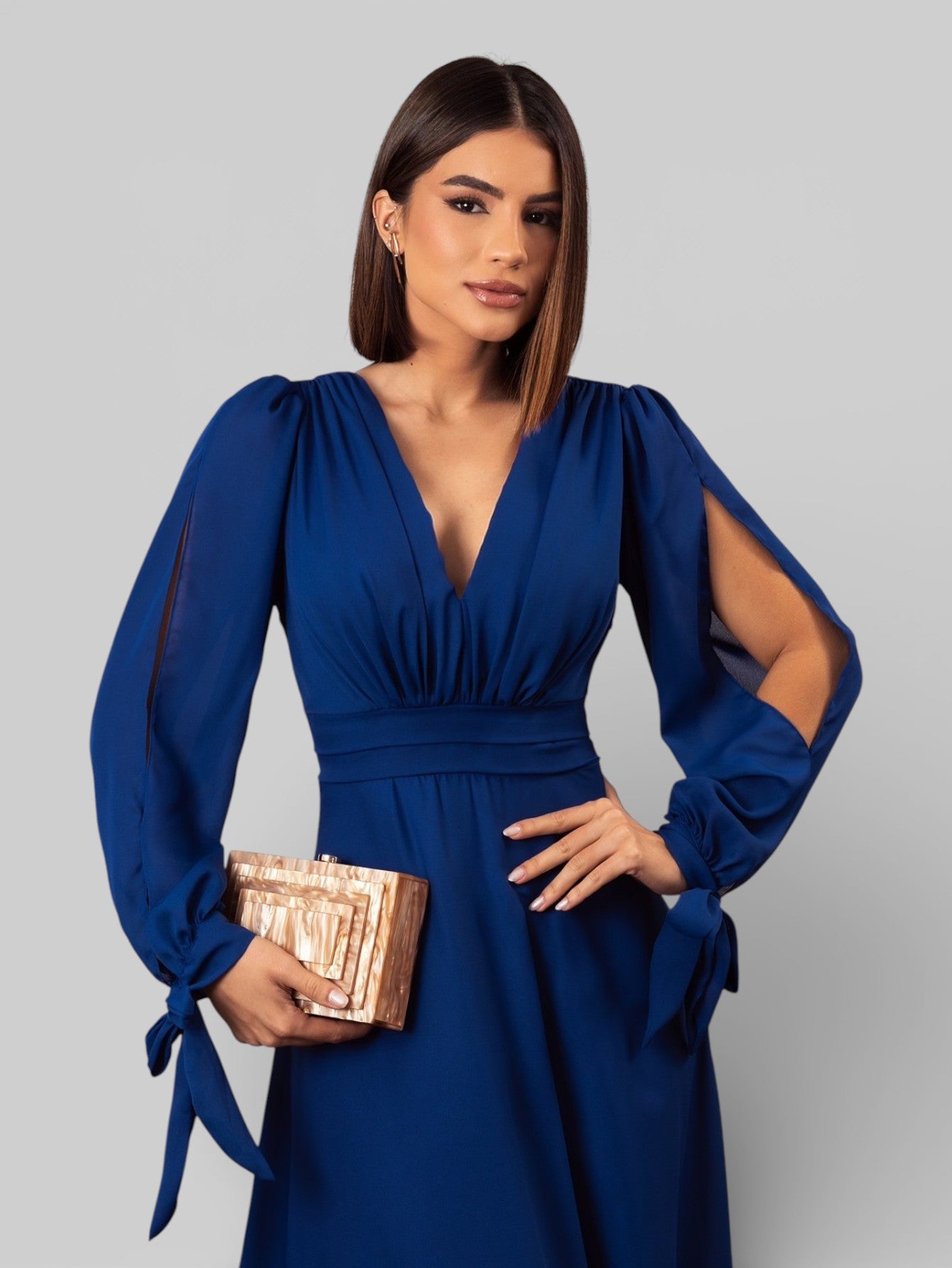 Big collar A-line dress 【et.UNiVER】 Vestido de Festa Manga Longa Decote Veneza - Aurea Dress
