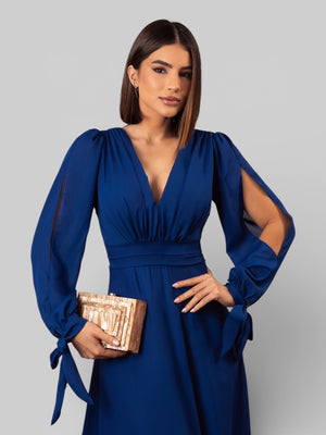 Vestido de Festa Manga Longa Decote Veneza - Aurea Dress