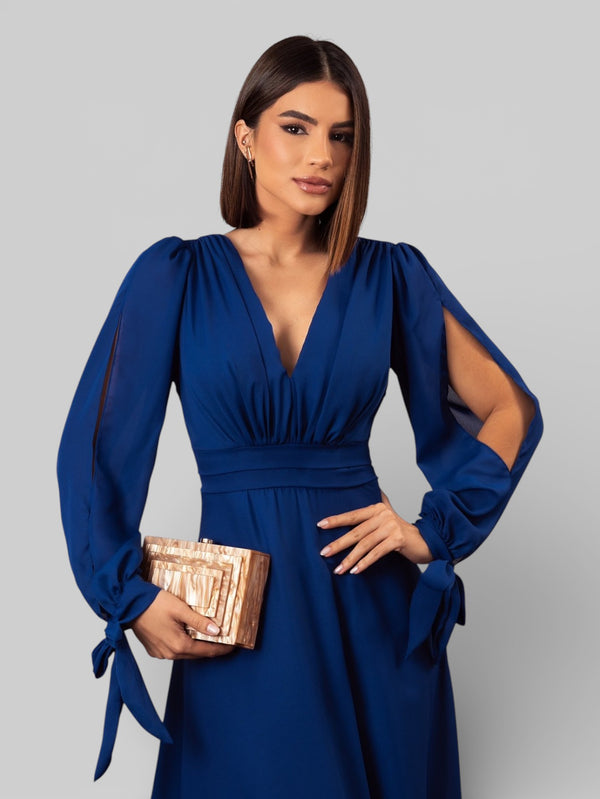 Vestido de Festa Manga Longa Decote Veneza - Aurea Dress
