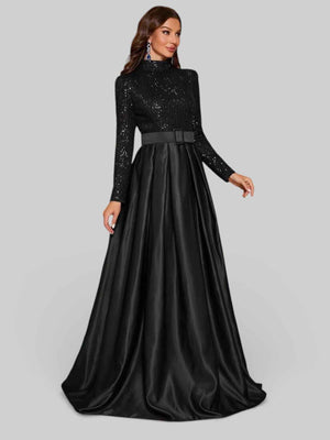 Vestido de Festa Manga Longa Paetê Aurea Dress