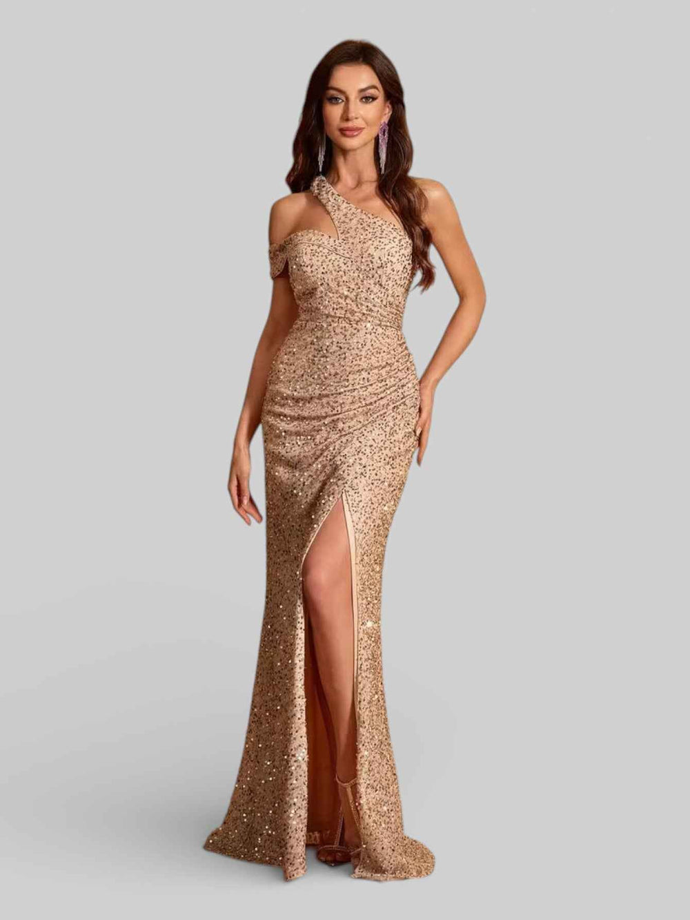 Vestido Longo de Festa Alça Única Paetê Heaven