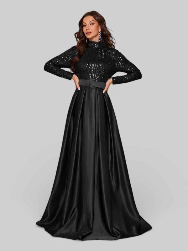 Vestido de Festa Manga Longa Paetê Aurea Dress
