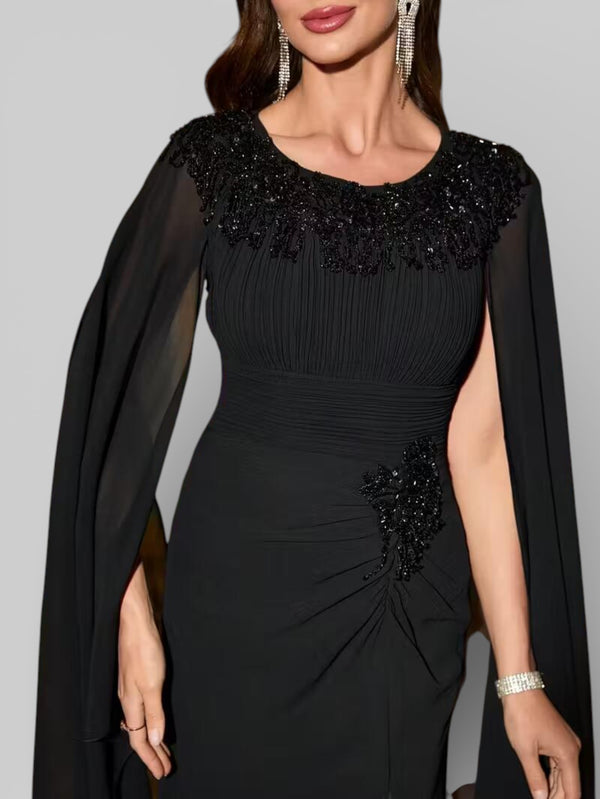 Vestido de Festa Longo Bordado com Capa Dupla Aurora - Aurea Dress