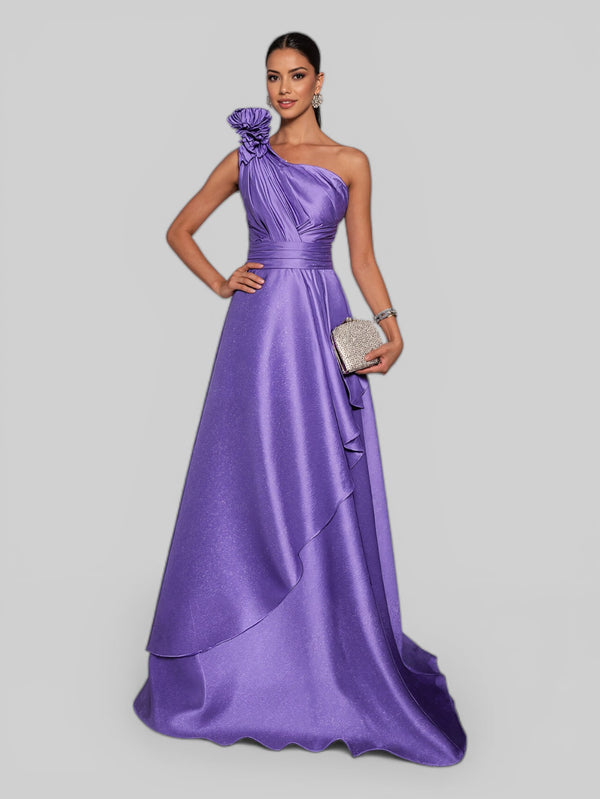 Vestido de Festa Longo Nula Manga com Flor Drape - Aurea Dress