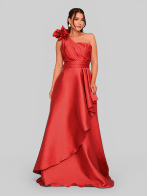 Vestido de Festa Longo Nula Manga com Flor Drape - Aurea Dress