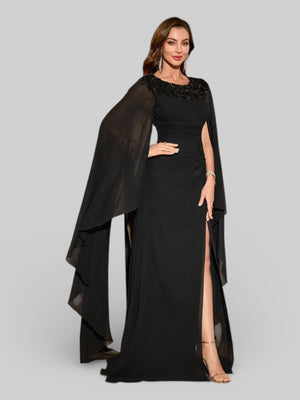 Vestido de Festa Longo Bordado com Capa Dupla Aurora - Aurea Dress