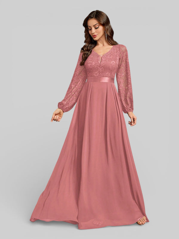 Vestido Longo de Festa Manga Longa Elegante - Aurea Dress