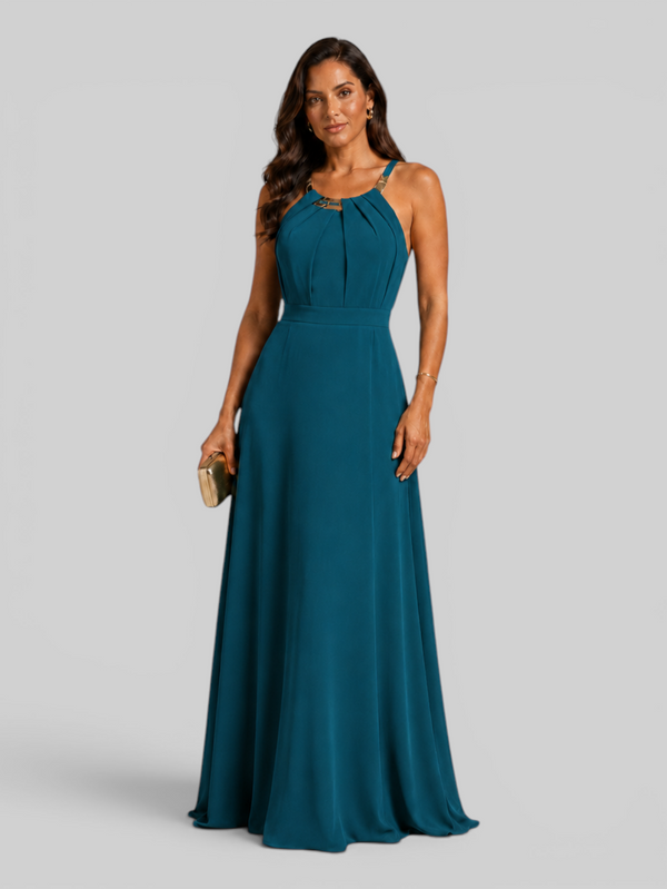 Vestido de Festa Longo Ornamento Aurea