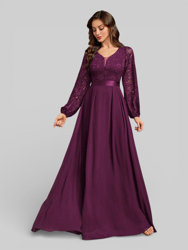 Vestido Longo de Festa Manga Longa Elegante - Aurea Dress