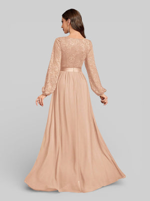 Vestido Longo de Festa Manga Longa Elegante - Aurea Dress