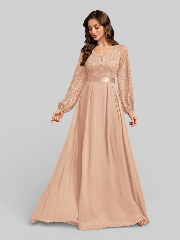 Vestido Longo de Festa Manga Longa Elegante - Aurea Dress