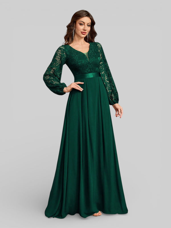 Vestido Longo de Festa Manga Longa Elegante - Aurea Dress