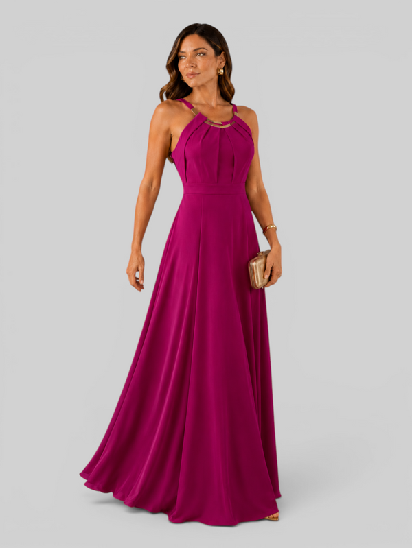 Vestido de Festa Longo Ornamento Aurea