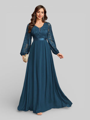 Vestido Longo de Festa Manga Longa Elegante - Aurea Dress