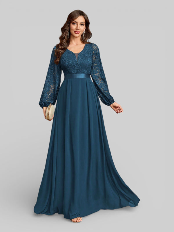 Vestido Longo de Festa Manga Longa Elegante - Aurea Dress