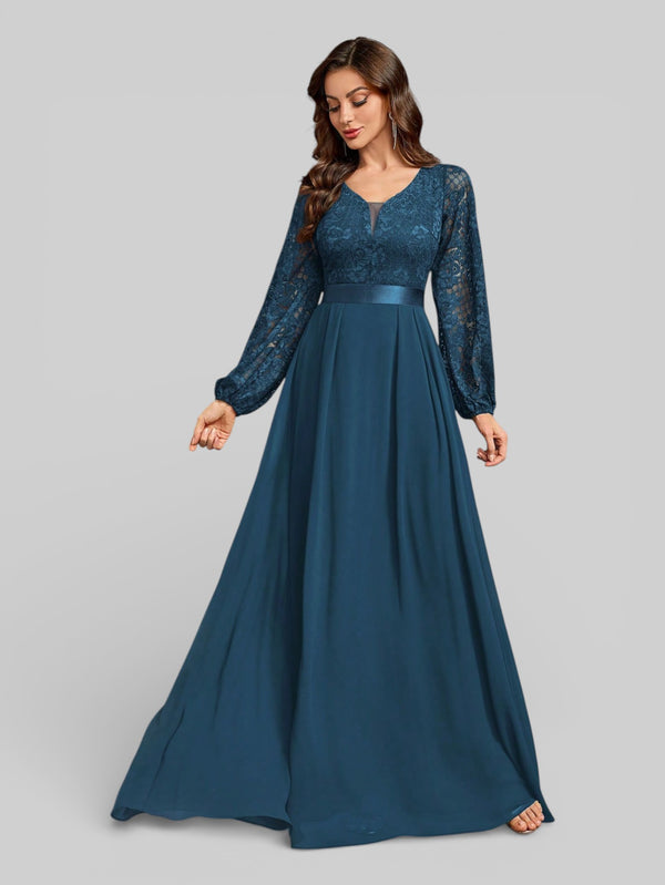 Vestido Longo de Festa Manga Longa Elegante - Aurea Dress
