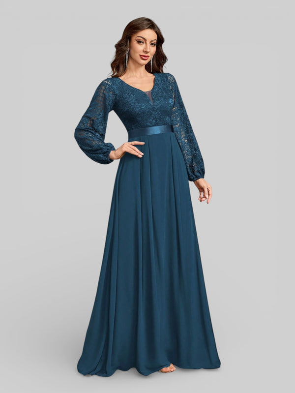 Vestido Longo de Festa Manga Longa Elegante - Aurea Dress