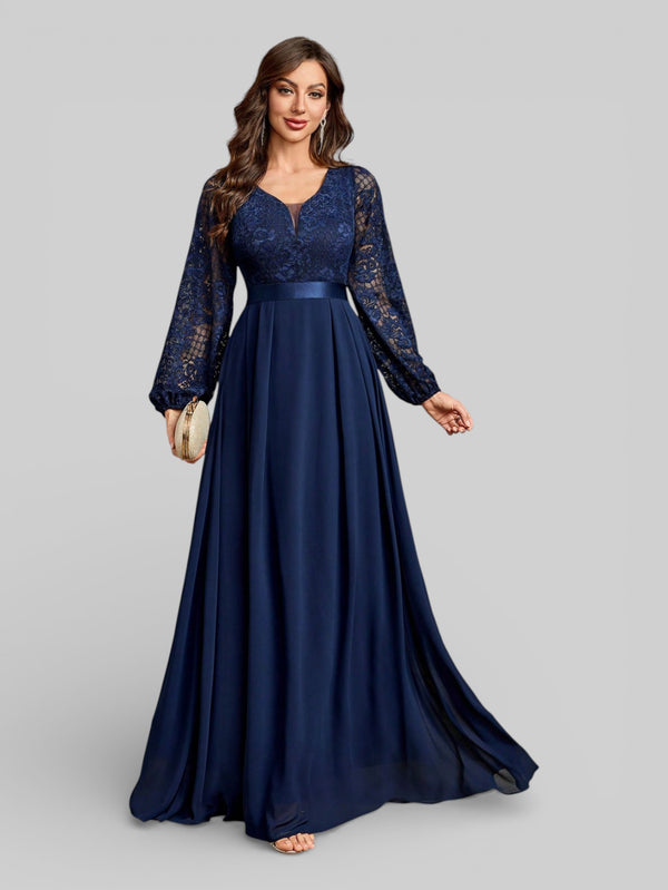 Vestido Longo de Festa Manga Longa Elegante - Aurea Dress