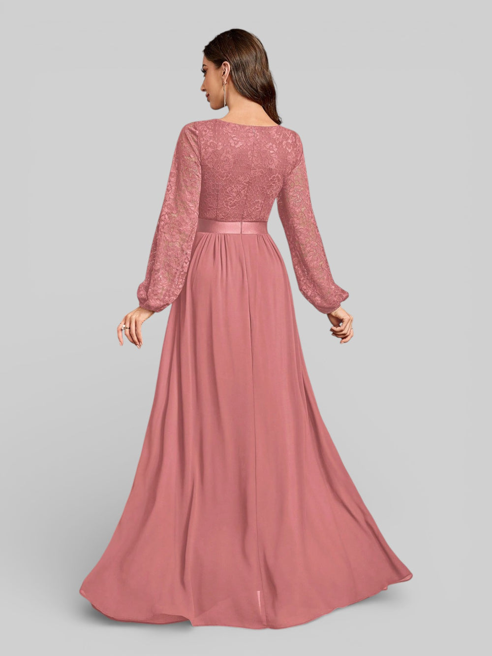 Vestido Longo de Festa Manga Longa Elegante