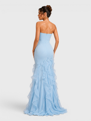 Vestido de Festa Longo Luxo Camadas e Apliques Brilhantt