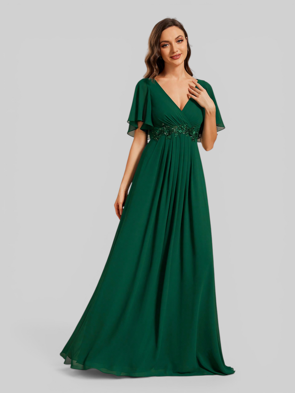 Vestido de Festa Longo Manga Curta Austin