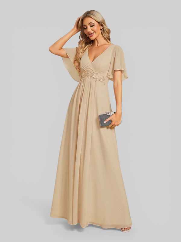 Vestido de Festa Longo Manga Curta Austin