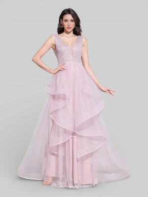 Vestido Longo de Festa em Camadas em Tule Bella - Aurea Dress