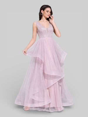 Vestido Longo de Festa em Camadas em Tule Bella - Aurea Dress