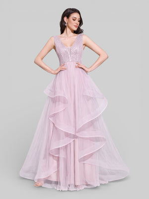 Vestido Longo de Festa em Camadas em Tule Bella - Aurea Dress