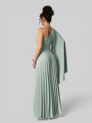 Vestido de Festa Longo Plissado Alça Única Braity