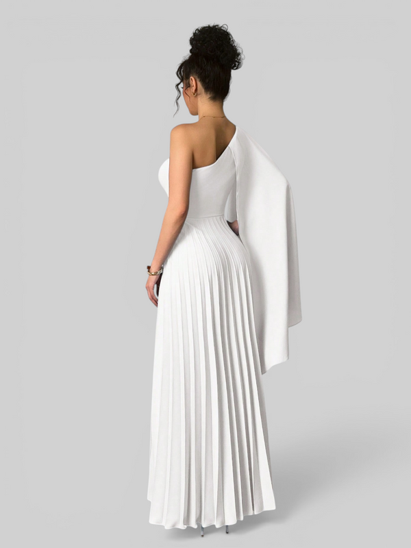Vestido de Festa Longo Plissado Alça Única Braity
