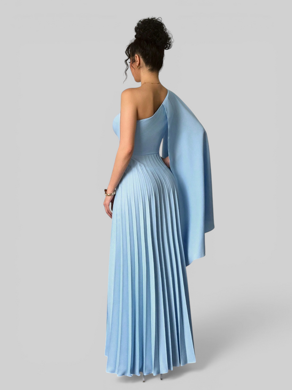 Vestido de Festa Longo Plissado Alça Única Braity