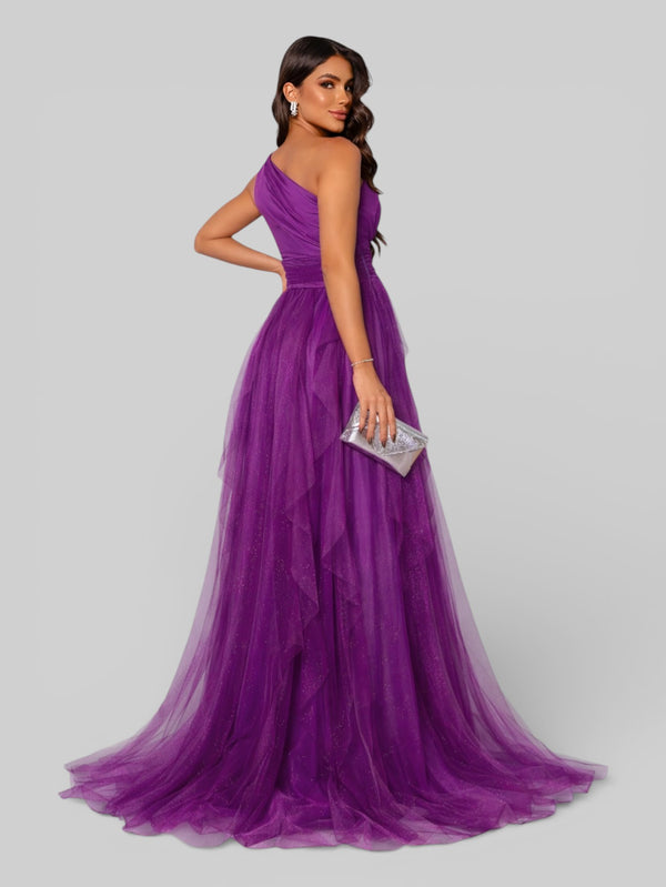 Vestido de Festa Alça Única Tule em Camadas Cascata - Aurea Dress