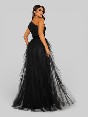 Vestido de Festa Alça Única Tule em Camadas Cascata - Aurea Dress