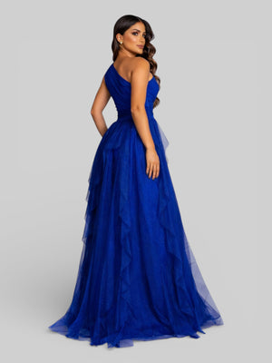 Vestido de Festa Alça Única Tule em Camadas Cascata - Aurea Dress