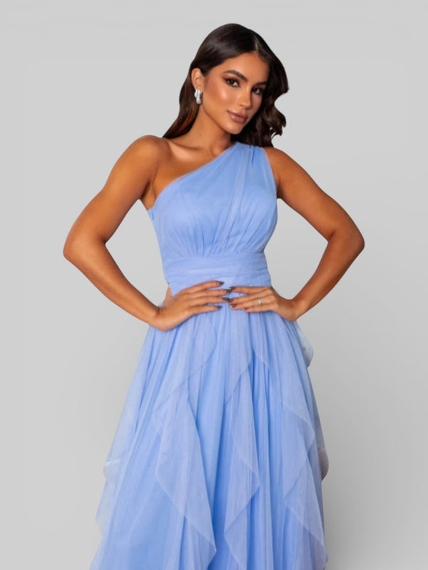 Vestido de Festa Alça Única Tule em Camadas Cascata - Aurea Dress