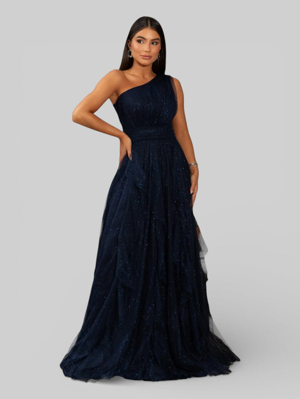 Vestido de Festa Alça Única Tule em Camadas Cascata - Aurea Dress
