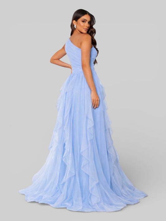 Vestido de Festa Alça Única Tule em Camadas Cascata - Aurea Dress