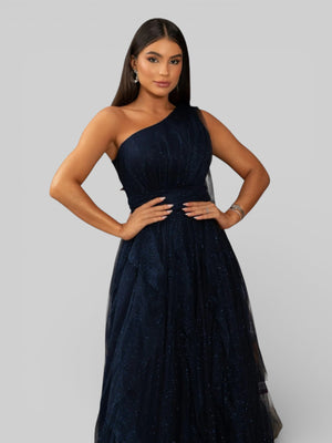Vestido de Festa Alça Única Tule em Camadas Cascata - Aurea Dress