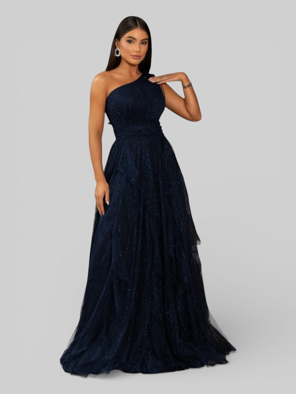 Vestido de Festa Alça Única Tule em Camadas Cascata - Aurea Dress