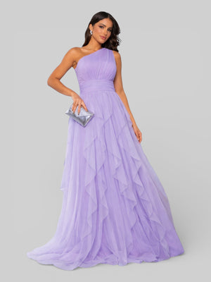 Vestido de Festa Alça Única Tule em Camadas Cascata - Aurea Dress