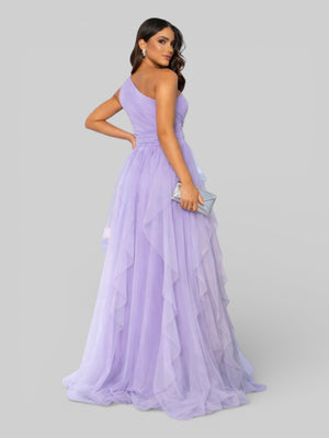 Vestido de Festa Alça Única Tule em Camadas Cascata - Aurea Dress
