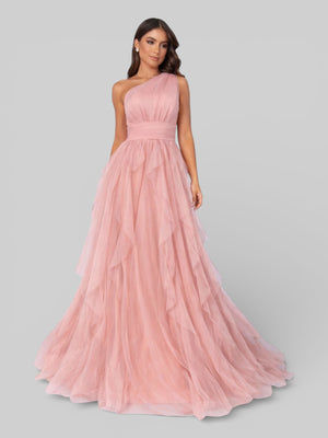 Vestido de Festa Alça Única Tule em Camadas Cascata - Aurea Dress