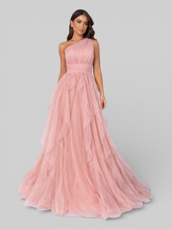 Vestido de Festa Alça Única Tule em Camadas Cascata - Aurea Dress