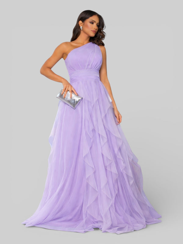 Vestido de Festa Alça Única Tule em Camadas Cascata - Aurea Dress