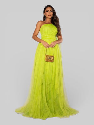 Vestido de Festa Alça Única Tule em Camadas Cascata - Aurea Dress