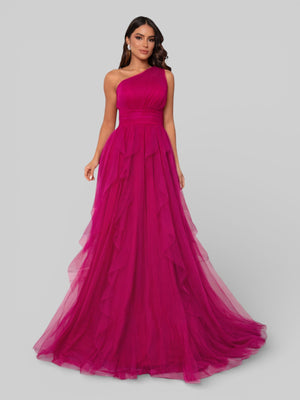 Vestido de Festa Alça Única Tule em Camadas Cascata - Aurea Dress
