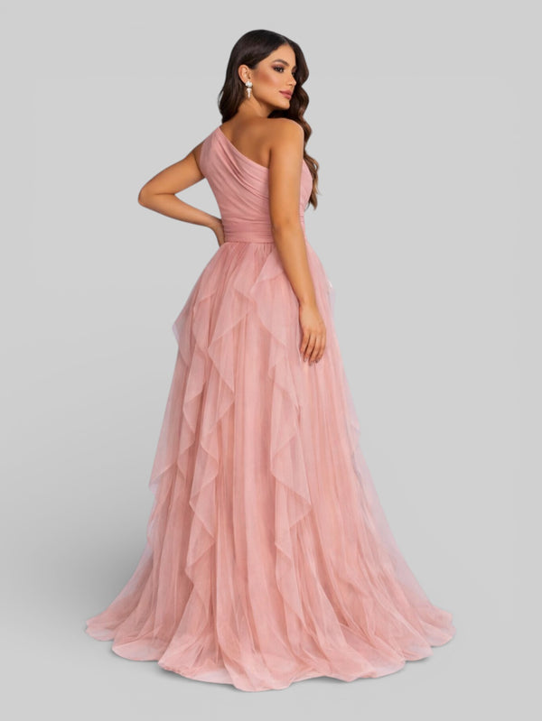 Vestido de Festa Alça Única Tule em Camadas Cascata - Aurea Dress