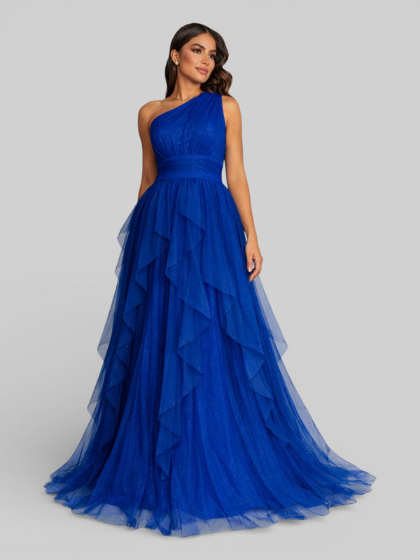 Vestido de Festa Alça Única Tule em Camadas Cascata - Aurea Dress